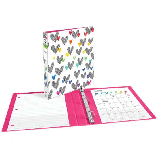 Avery + Amy Tangerine Designer Collection Binder, 1" Round Rings, 175-Sheet Capacity, Hatchmark Hearts (28320) {2}