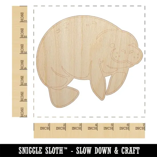 Cute Chubby Manatee Unfinished Wood Shape Piece Cutout for DIY Craft Projects {1}