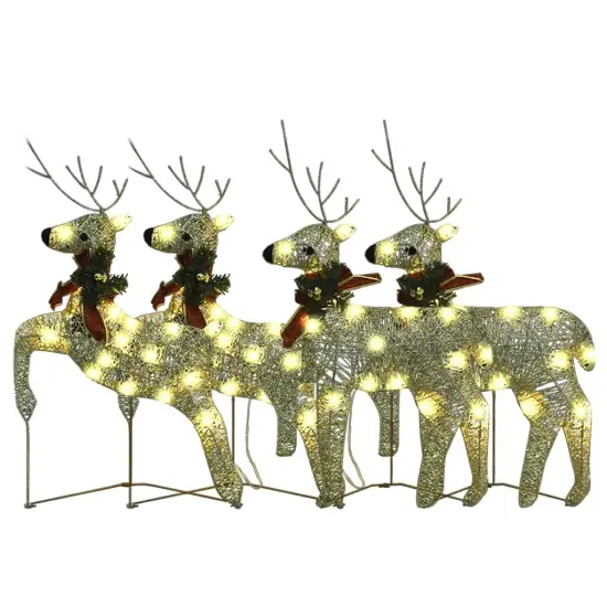 4 pcs Christmas Reindeers with 80 LEDs Gold {4}