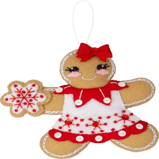 Bucilla Felt Ornaments Applique Kit Set Of 6-Dressed Up Gingerbread {5}