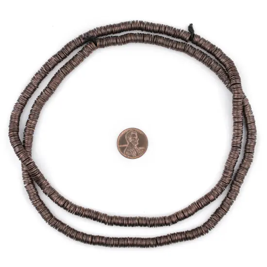 The Bead Chest Antique Copper Flat Disk Heishi Beads (6mm), 16" Strand, Handmade for Jewelry Making & Crafts | Approximately 900 Beads {2}