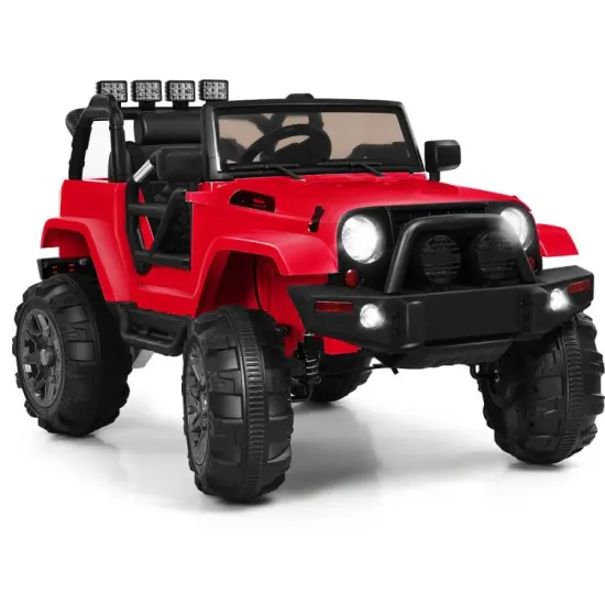 12V Kids Remote Control Riding Truck Car with LED Lights Perfect Gift for Boys Girls Black {7}