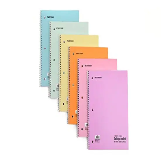Spiral Notebooks Pastel College Ruled 6-Pack for School, Office, Business, and Professional Use 70 Sheets {2}