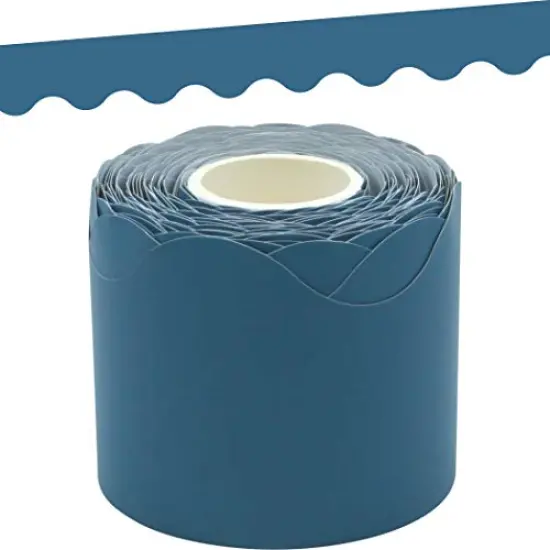 Slate Blue Scalloped Rolled Border Trim - 50ft - Decorate Bulletin Boards, Walls, Desks, Windows, Doors, Lockers, Schools, Classrooms, Homeschool & Offices {1}