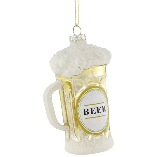Northlight 4.5" Frosty Beer Mug Glass Christmas Ornament Gold {4}