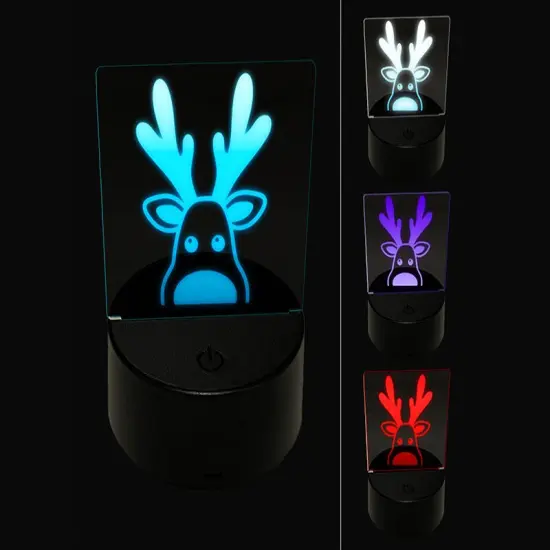 Peeking Reindeer Christmas 3D Illusion LED Night Light Sign Nightstand Desk Lamp {1}