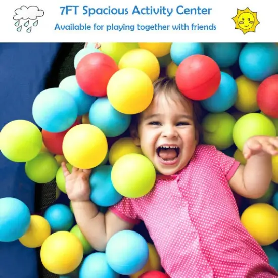 Kids Trampoline with Safety Enclosure Net Blue {2}