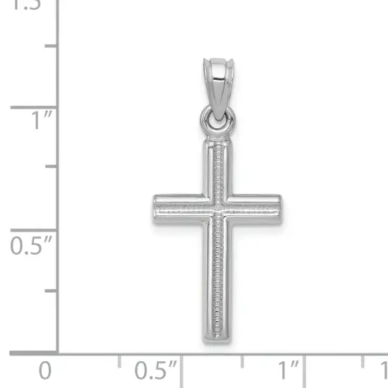 14K White Gold Cross Pendant Charm Jewelry Religious 29mm x 13mm {3}