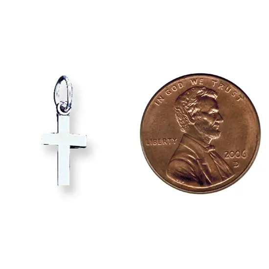 Men''s Ladies 14K White Gold Solid Polish Crucifix Cross Religious Charm Pendant {2}