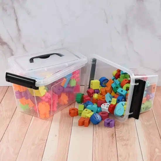 6 Pieces 3.5 Quart Small Plastic Storage Box with Handles, Clear Latching Bin with Lid {4}