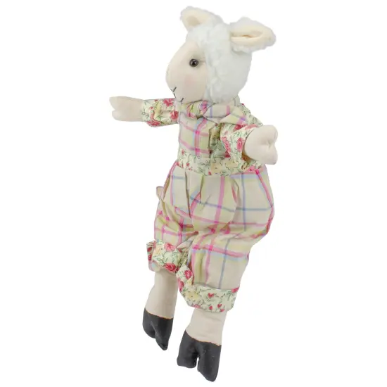 Gallerie II 11" Cream, Pink and Green "Liam" the Lamb Boy Sitting Spring Figure Multi {3}