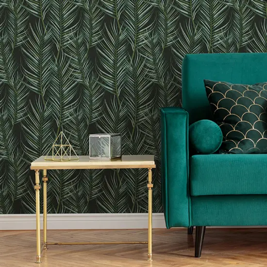 Transform Black and Green Palm Peel and Stick Wallpaper {1}