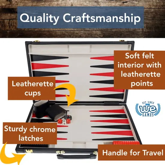 WE Games Elegant Leatherette Backgammon Set - 18 x 11 in. closed {3}