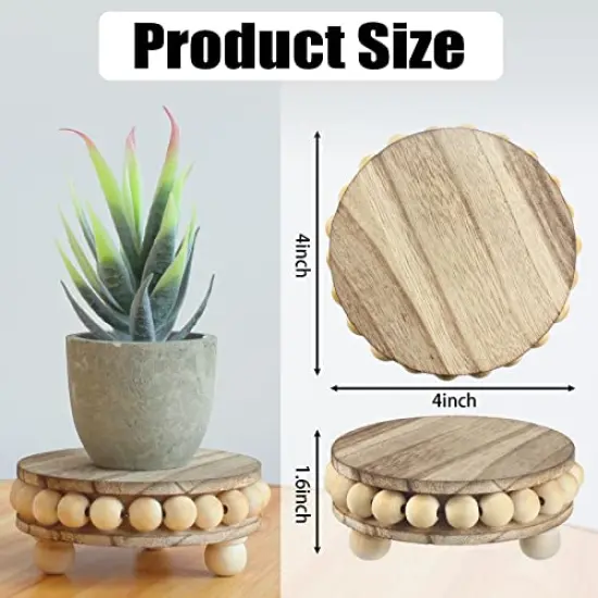 2 Pieces Wood Riser, Risers for Decor,Pedestal Stand,Display Stand apply to Home Decor,Farmhouse Decor,Tiered Tray Decor(Brown, 4 Inches) {1}