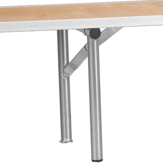 Emma and Oliver 72'' x 12'' x 12'' Birchwood Bar Top Riser with Silver Legs Natural {5}