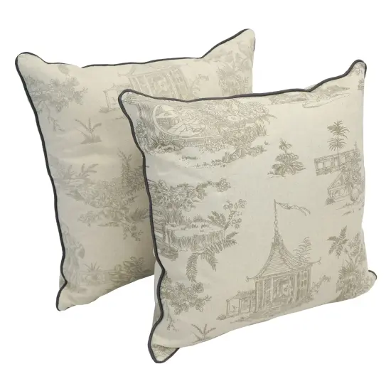 Blazing Needles 18-inch Corded Throw Pillows with Inserts (Set of 2) - Cottage Sketching {1}