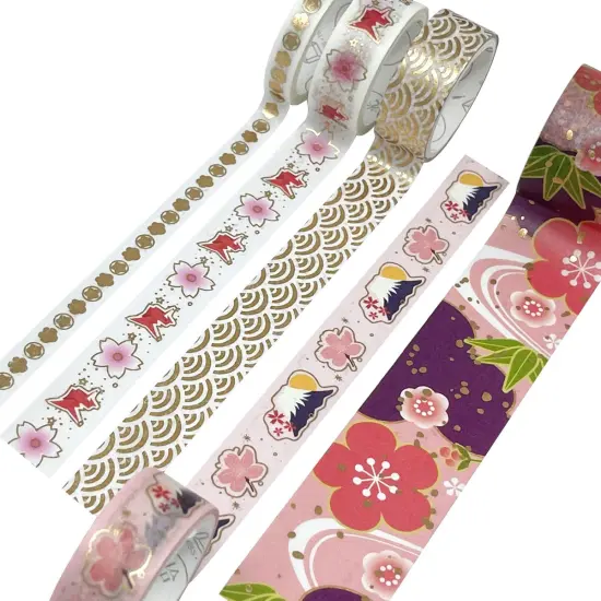 Wrapables Gold Foil Washi Tape in Gift Box Set for DIY Arts & Crafts, Scrapbooking, Diary, Stationery, Card Making, Gift Wrapping (20 Rolls) Floral Fireworks {5}