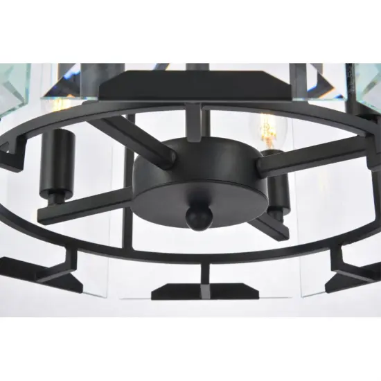 Monaco 4 light Flat Black (Matte) Pendant Clear Glass Crystal {3}