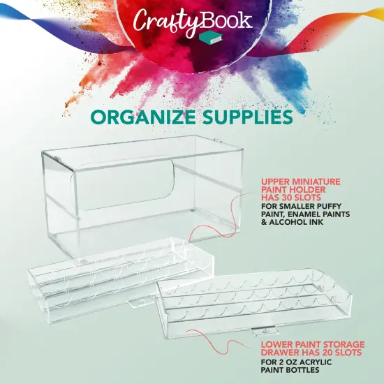 CraftyBook Acrylic Paint Organizers and Storage Drawers - 50 Bottle Paint Holder {5}