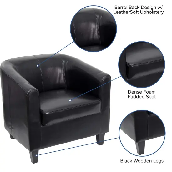 Emma and Oliver Faux Leather Lounge Chair with Sloping Arms Black {2}