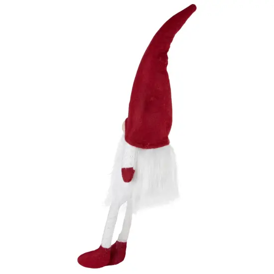 Northlight Lighted Sitting Gnome with Dangling Legs Christmas Decoration - 20" Red {5}