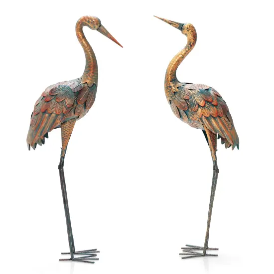 Costway 2-Piece Metal Crane/Flamingo Garden Statue Sculpture Set Outdoor Yard Lawn Decoration {7}