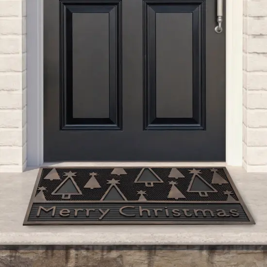 Northlight Black and Gold Merry Christmas Doormat 18" x 30" {3}