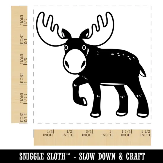 Cartoon Moose Self-Inking Rubber Stamp Ink Stamper Black {1}