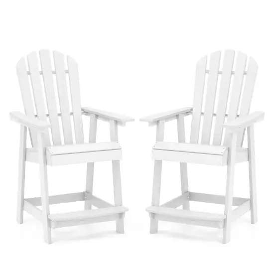 Hdpe Patio Chair With Armrest And Footrest For Indoor Outdoor White {4}