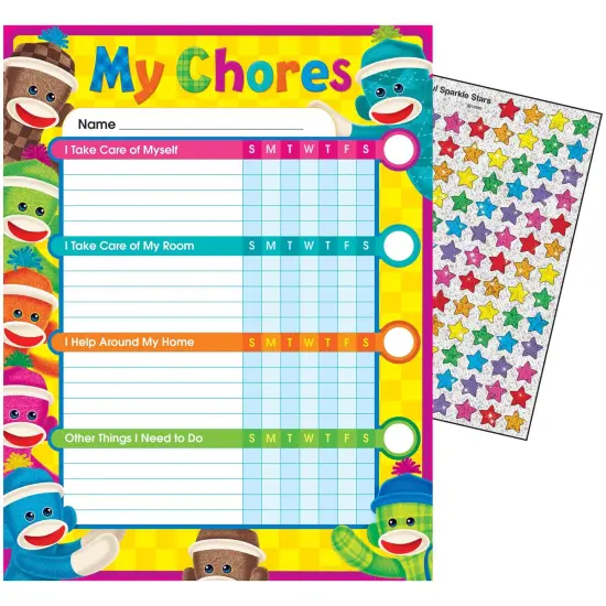Sock Monkeys Chore Charts, 25 Per Pack, 3 Packs {4}