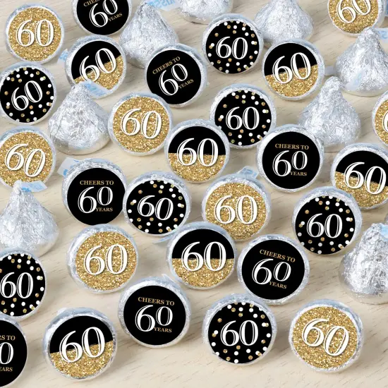 Big Dot of Happiness Adult 60th Birthday - Gold - Birthday Party Small Round Candy Stickers - Party Favor Labels - 324 Count {1}