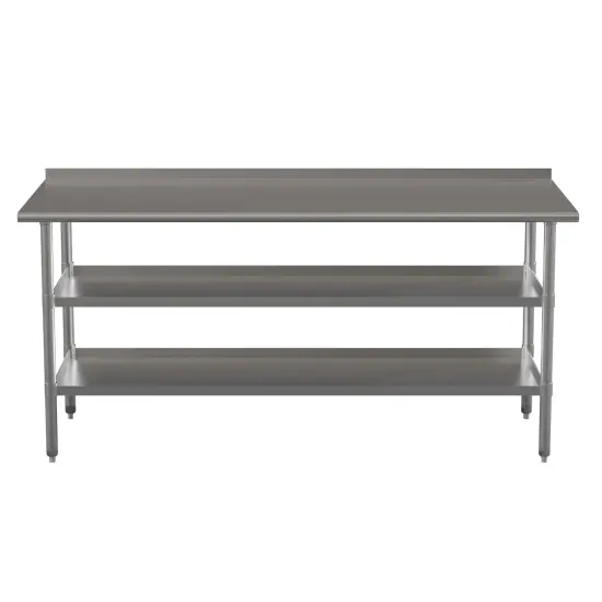 Emma and Oliver NSF Certified Stainless Steel 18 Gauge Work Table with 1.5" Backsplash and 2 Undershelves {3}