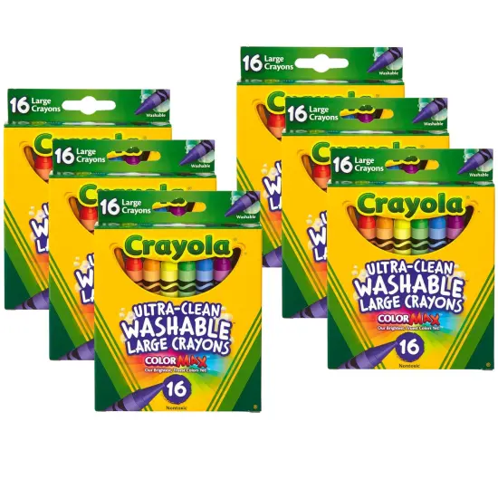 Large Ultra-Clean Washable Crayons, 16 Per Box, 6 Boxes {1}