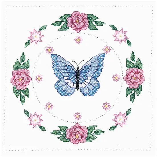 Tobin Stamped White Quilt Blocks 18"X18" 6/Pkg-Butterfly Rose {3}