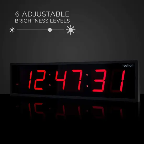 Ivation Huge 36 Inch Large Big Oversized Digital LED Wall Clock Red {3}