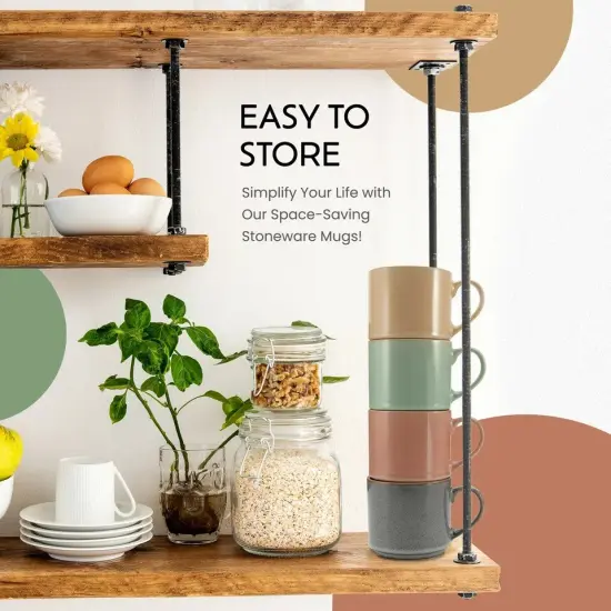 American Atelier Stackable Coffee Mugs Set, Ceramic Multi-Color 4 Cups, 16 Ounce {5}