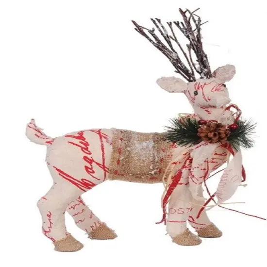 A & B Home 17" Snow Flocked Right Facing Reindeer Christmas Figurine Brown {1}
