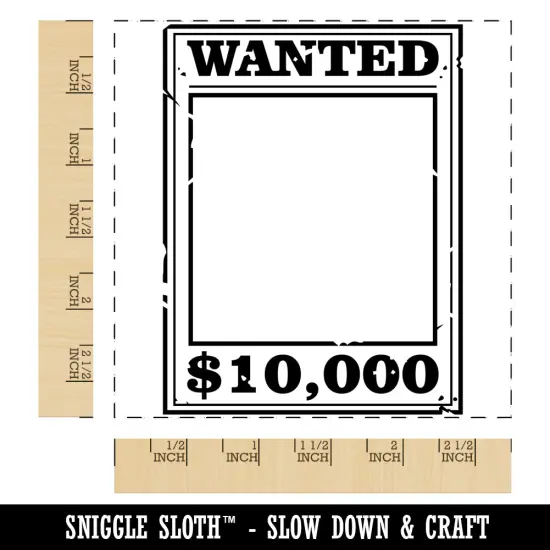 Old Western Wanted Poster Blank Square Rubber Stamp for Stamping Crafting {1}