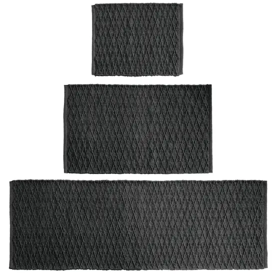 mDesign Cotton Bathroom Spa Mat Rugs/Runner, Diamond Design, Set of 3 {4}