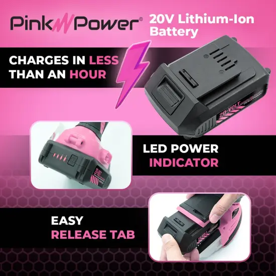 Pink Power 20V Lithium Ion Replacement Battery {2}