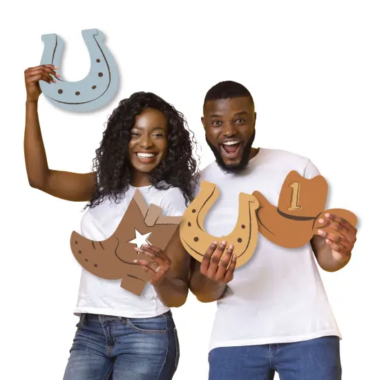 Big Dot of Happiness My First Rodeo - Yard Sign and Outdoor Lawn Decorations - Little Cowboy 1st Birthday Party Yard Signs - Set of 8 {7}