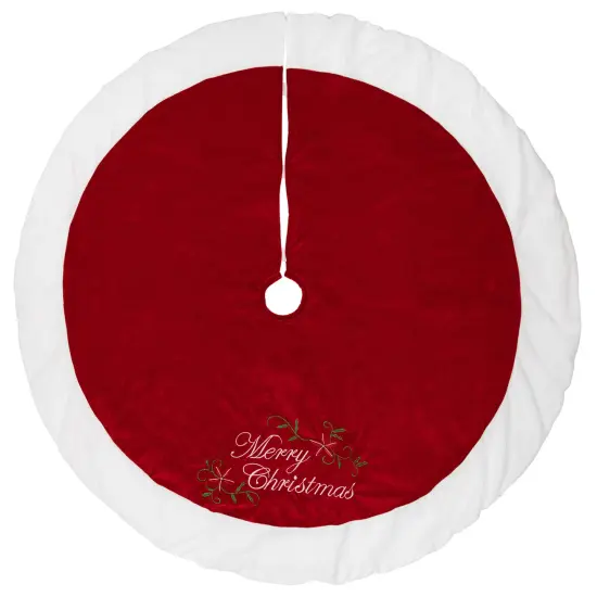 Northlight 48" Traditional Red Merry Christmas Velveteen Tree Skirt {3}