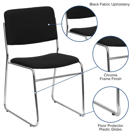 Emma and Oliver 500 lb. Capacity High Density Stacking Chair with Sled Base GrayFabric/Black {7}