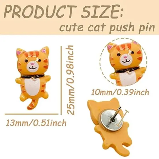 30 Pieces Cute Cat Push Pin Decorative Thumb Tacks Animal Push Pins for Photo Wall Maps Memo Note Bulletin Board or Cork Boards Multi-Functional Pushpin Tool Office Accessories {6}