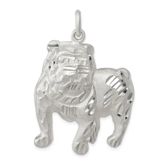 Sterling Silver Bull Dog Charm Pendant FindingKing Jewerly 42mm x 35mm {1}