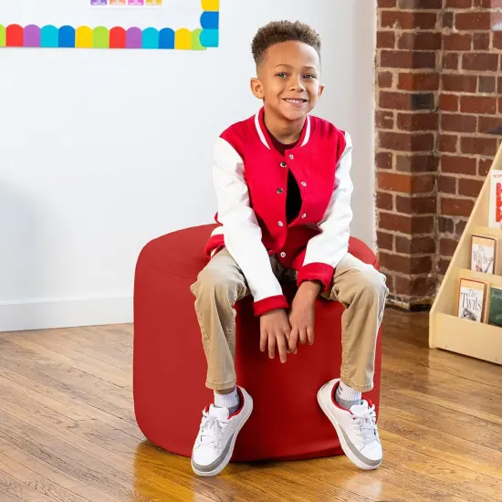 Mallo Modular Pouf Classroom Bean Bag Seat, Premium Vinyl - Submarine Grey Red {1}