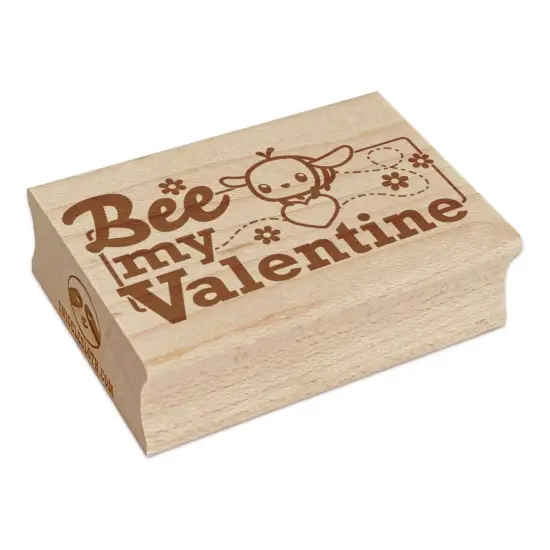 Bee My Valentine Valentine's Day Rectangle Rubber Stamp for Stamping Crafting {1}