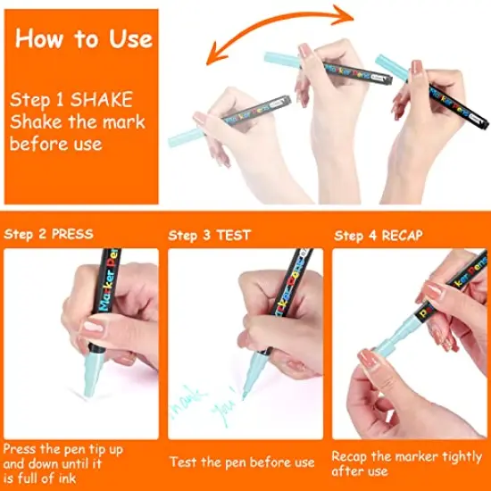 18 Colors Acrylic Paint Pens, Paint Markers for Rock Painting Wood Canvas Fabric Glass Ceramic Easter Eggs Pumpkin (0.7mm) {3}