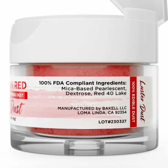 Bakell - American Red Luster Dust (4g, 1x Jar) Edible Vegan Dust & Paint for Baking, Desserts and Beverages {8}