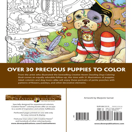 Creative Haven: Playful Puppies Coloring Book-Softcover {3}